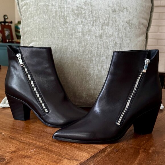 NWOT PAIGE Lia Bootie - Black Leather - Size 9 - Picture 1 of 9